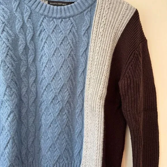 Banana Republic Women's Cable Knit Colorblock Sweater Size Small - Picture 2 of 5